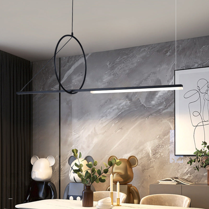 Moderne minimalistische lange Streifen Aluminium Acryl LED Insel Licht Pendelleuchte für Wohnzimmer 
