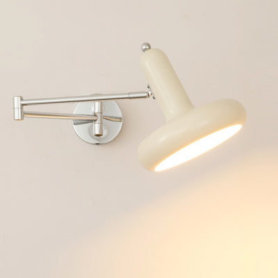 Applique murale contemporaine scandinave en fer métallique rond hémisphérique à bras réglable 1 lumière pour chevet 