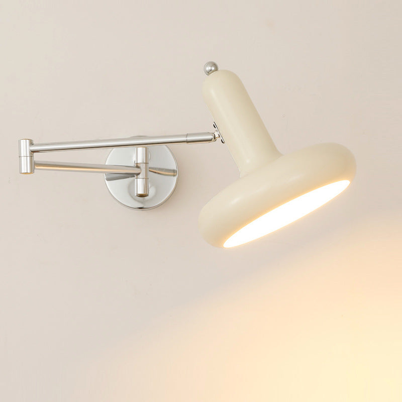 Applique murale contemporaine scandinave en fer métallique rond hémisphérique à bras réglable 1 lumière pour chevet 