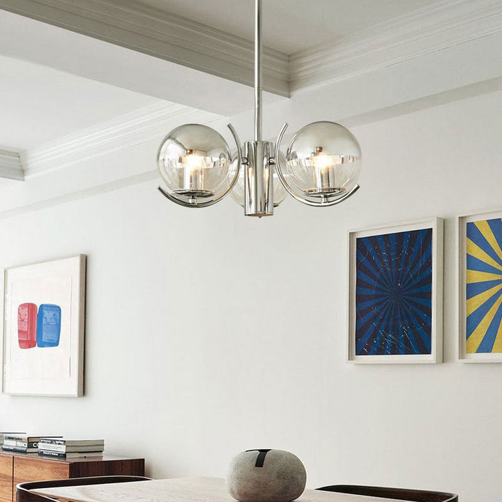 Chandelier Moderne Minimaliste Multi-Orb en Fer et Verre 3/4/5 Lumières pour Salon 