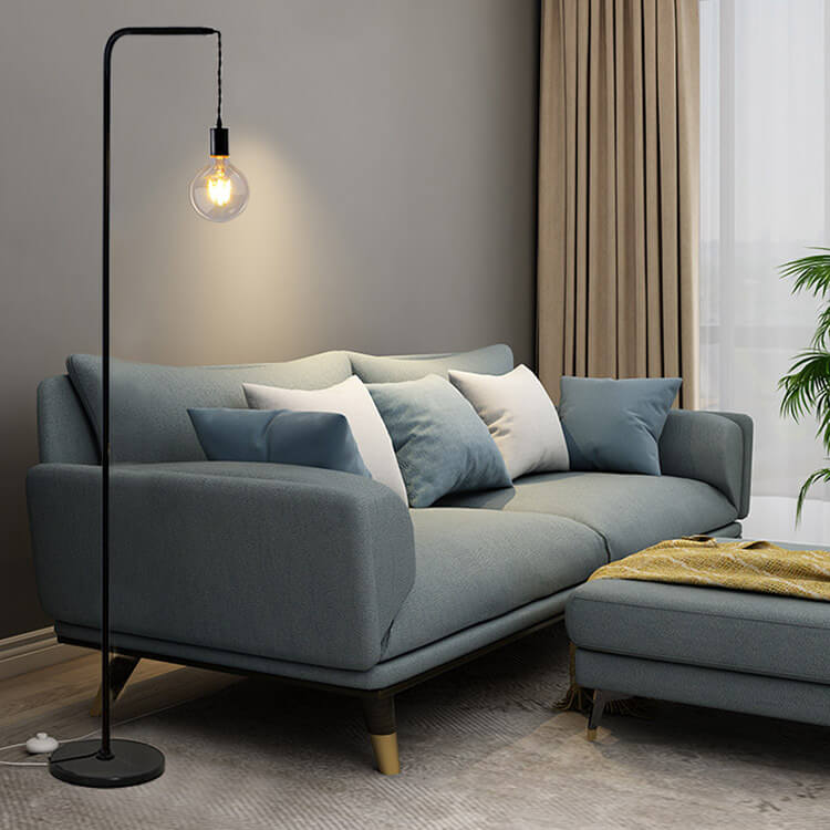 Modern Minimalist Black Iron Long Pole 1-Light Standing Floor Lamp
