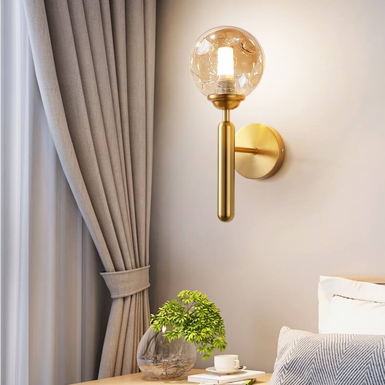 Lámpara Aplique de Pared Moderno Simple de Lujo Ligero con Esfera de Vidrio de 1 Luz 