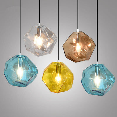 Modern Simplicity Irregular Shape Glass 1-Light Pendant Light For Living Room