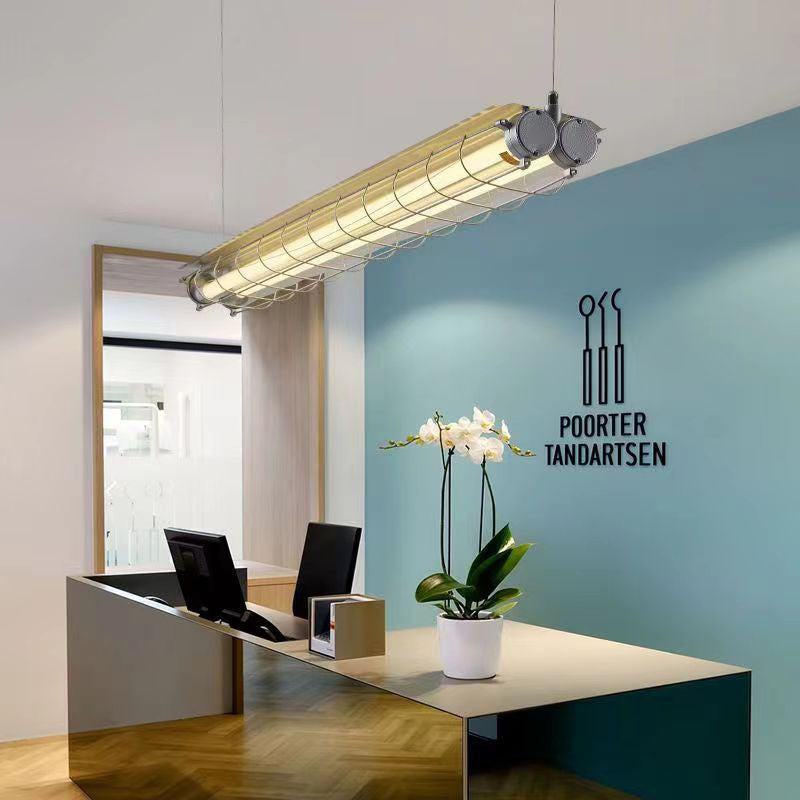 Zeitgenössischer Industrieller Langer Hardware Acryl 1/2 Licht Insel Licht Kronleuchter Für Esszimmer 