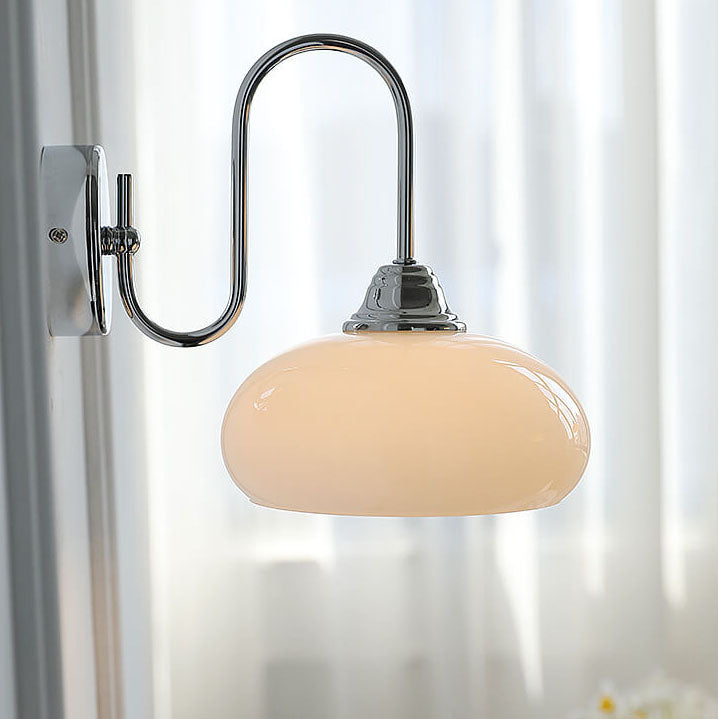 Contemporary Nordic Round Dome Iron Glass 1-Light Wall Sconce Lamp For Bedroom