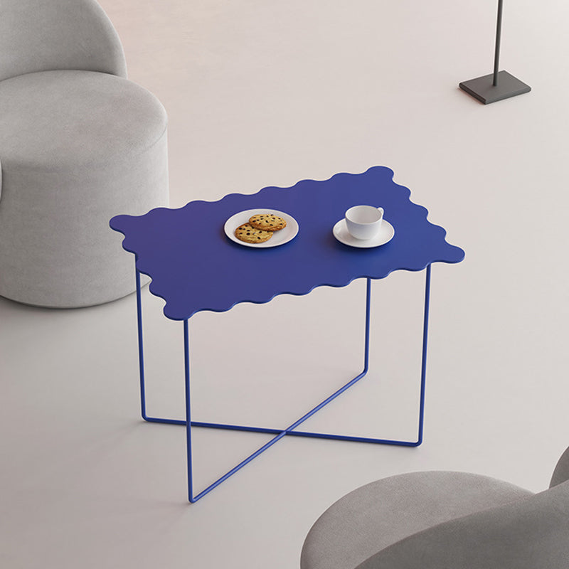 Mesa de Café de Metal de Hierro con Ola Cuadrada Redonda Rectangular Creativa Contemporánea para Sala de Estar 