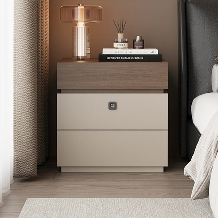 Contemporary Luxury Rectangular Plywood Eucalyptus Wood Nightstand 3-Drawer For Bedroom