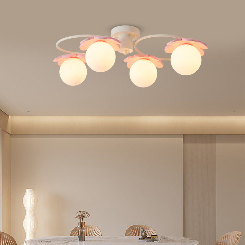 Plafonnier semi-encastré moderne minimaliste rond en fer et verre avec 4/6/8 lumières pour salon 