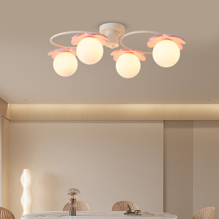 Plafonnier semi-encastré moderne minimaliste rond en fer et verre avec 4/6/8 lumières pour salon 