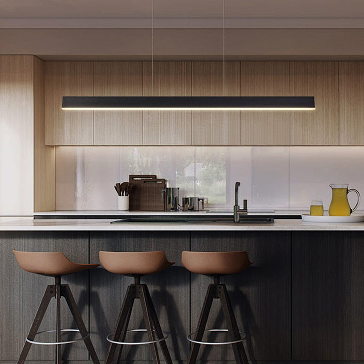 Modern Minimalist Long Rectangular Aluminum LED Island Pendant Light For Dining Room