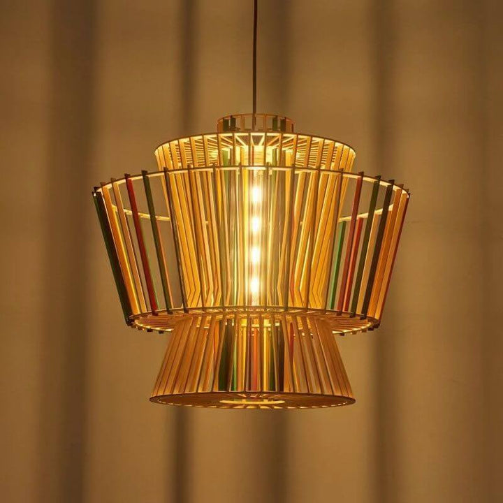 Suspension Luminaire Tressage Bois Rustique Moderne 1 Lumière 