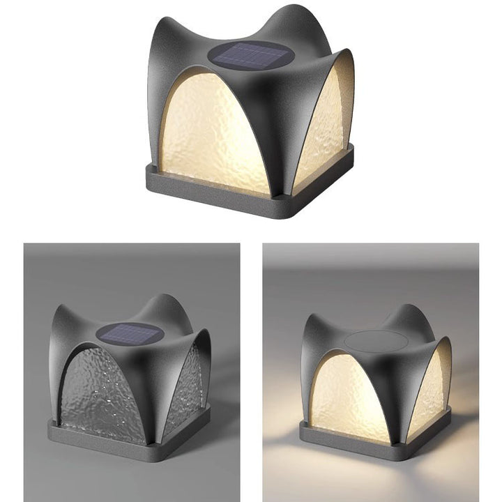 Modern Art Deco Solar Curve Cube LED Outdoor Landscape Light For Garden