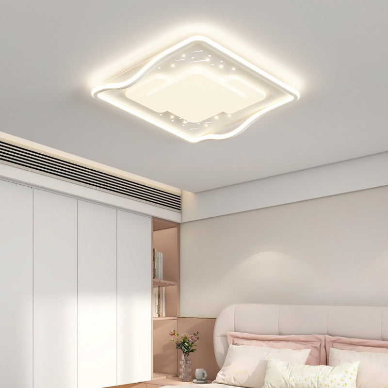 Luz de techo LED de montaje empotrado de hierro acrílico con ondas cuadradas redondas creativas contemporáneas para dormitorio 