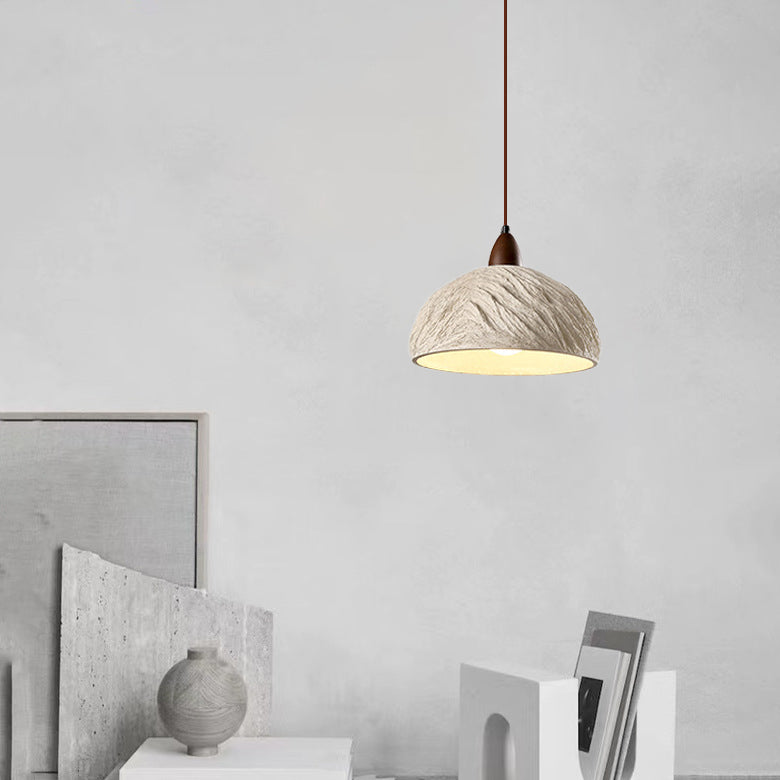 Zeitgenössische industrielle runde Kuppel Massivholz Zement 1-Licht Pendelleuchte für Wohnzimmer 
