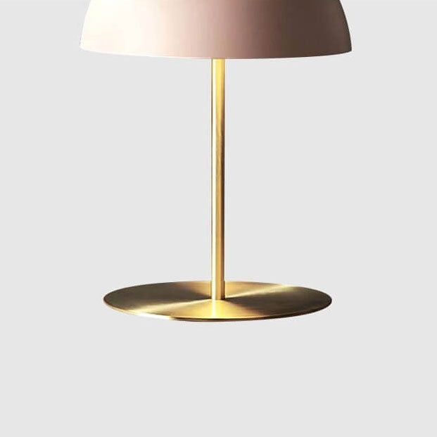 Contemporary Nordic Pink Dome Copper Base 1-Light Table Lamp For Bedroom