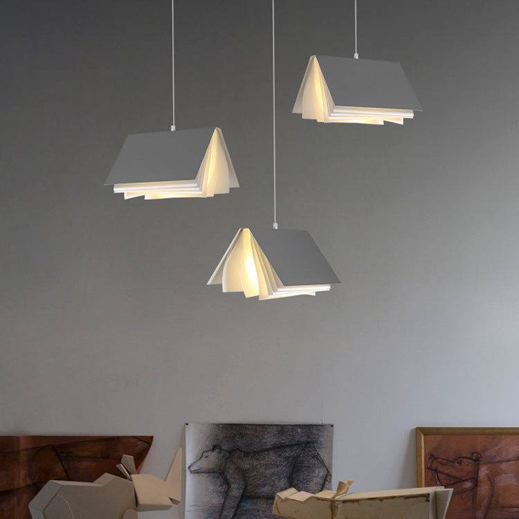 Contemporary Creative Book Shape Iron PC Fabric 1-Light Pendant Light For Living Room