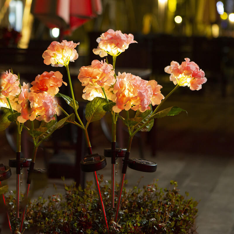 Contemporary Creative Outdoor Solar Simulation Hydrangea LED Garden Lawn Ground Insert Landscape Light