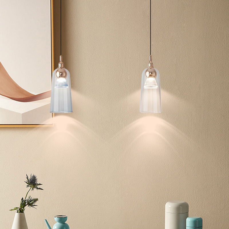 Zeitgenössische nordische Acryl-Cup-Shade-Aluminium-LED-Pendelleuchte mit Farbverlauf für Esszimmer 