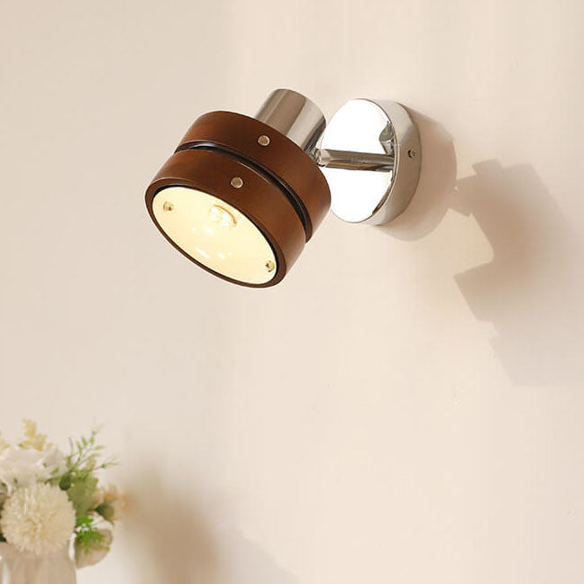 Applique murale japonaise rétro en fer noyer avec bras de lampe à 1 lumière 