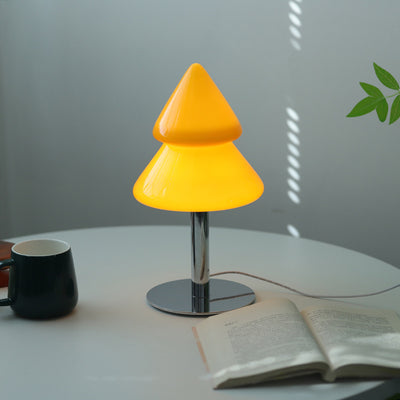 Modern Art Deco Iron Glass Christmas Tree LED Table Lamp For Bedroom