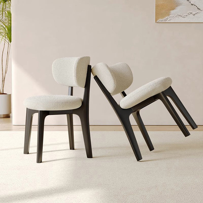 Silla de comedor sin brazos contemporánea de simplicidad redonda con respaldo de marco de madera de terciopelo suave para comedor 