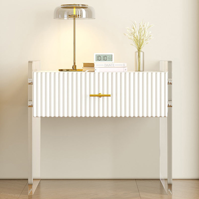 Table de chevet moderne de luxe rectangulaire en acrylique verre trempé bois massif 1 tiroir pour chambre 