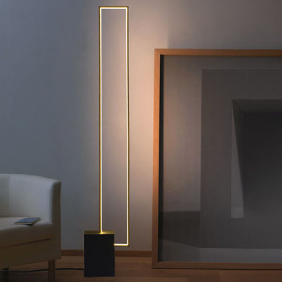 Modern Minimalist Rectangular Line Iron LED Standing Floor Lamp For Living Room