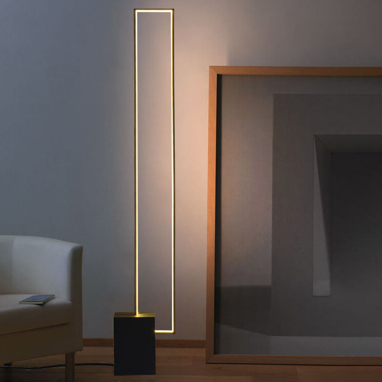 Modern Minimalist Rectangular Line Iron LED Standing Floor Lamp For Living Room