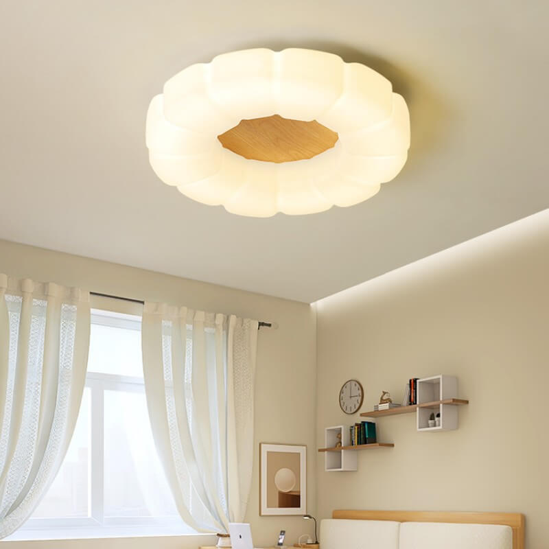 Nordic Creative Petals PE Wood Grain LED Flush Mount Ceiling Light