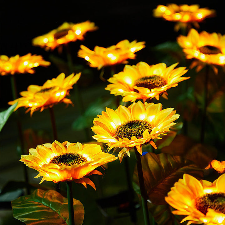 Lumière de jardin extérieure pour pelouse avec prise de terre à LED en acier inoxydable ABS sérigraphie tournesol créative contemporaine 
