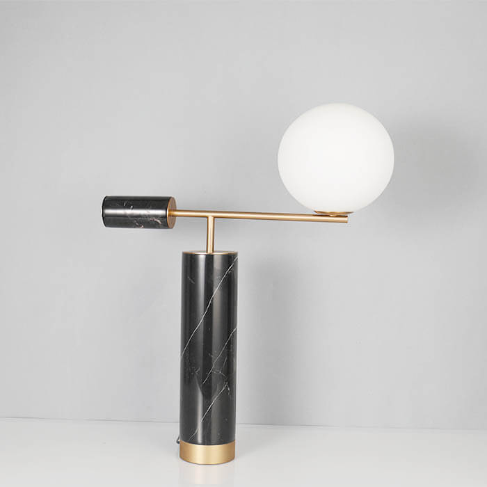 Nordisches modernes Marmortextur zylindrisches Glasball 1-Licht Tischlampe 