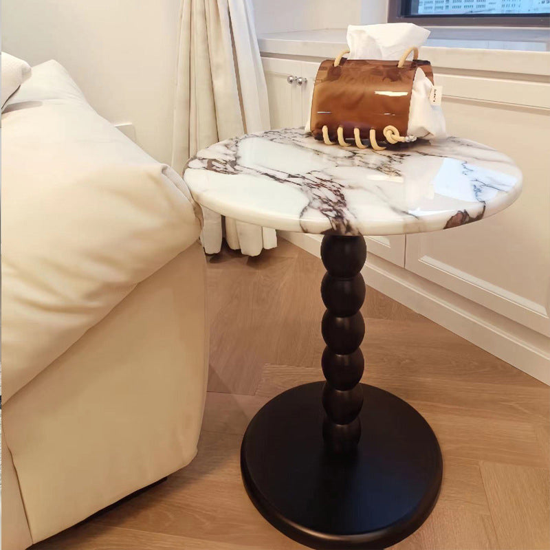 Traditioneller französischer runder Marmortisch aus Holz, 1-stufig, für das Wohnzimmer 