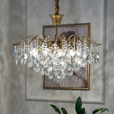Contemporary Scandinavian Branch Crystal Iron 6/10/11/14 Light Chandelier For Bedroom