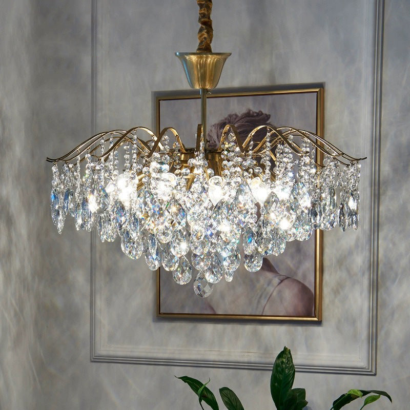 Contemporary Scandinavian Branch Crystal Iron 6/10/11/14 Light Chandelier For Bedroom