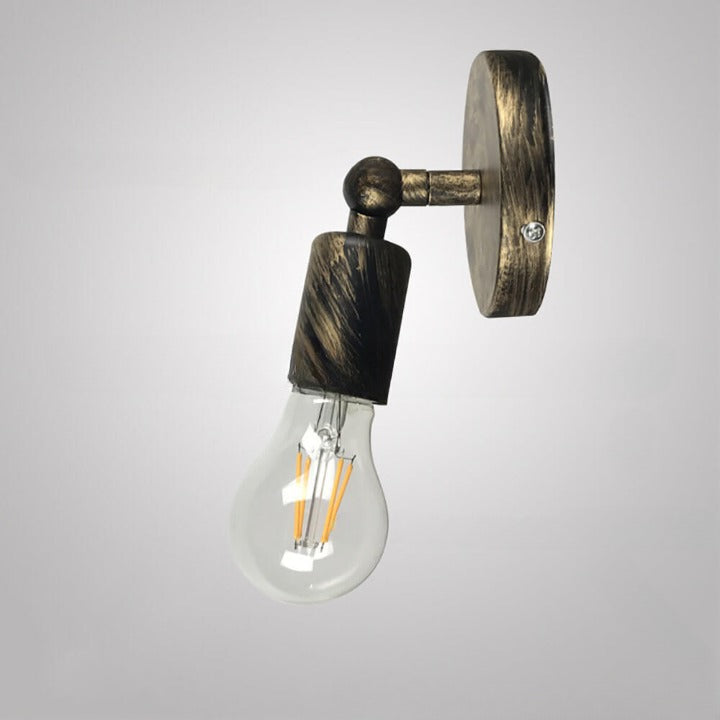 Contemporary Industrial Iron Round Exposed Bulb 1-Light Wall Sconce Lamp For Entryway