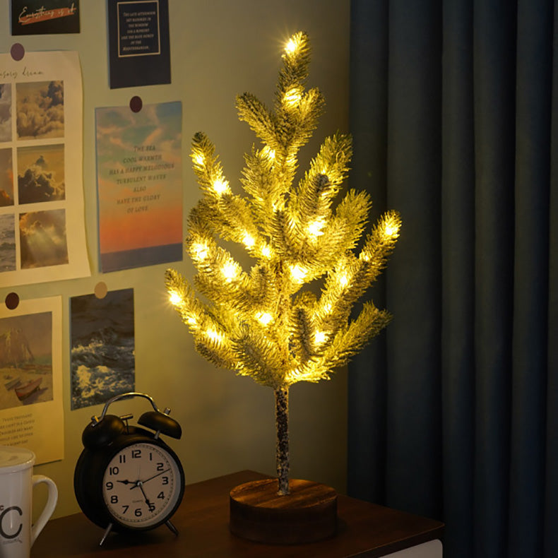 Moderne Art Deco Kiefer Nadel Baum PVC LED Tisch Lampe Für Schlafzimmer 