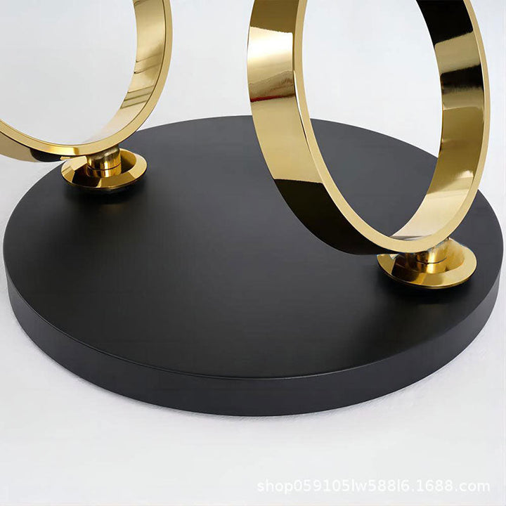 Table basse contemporaine ronde en acier inoxydable nordique à 2 étagères pour salon 
