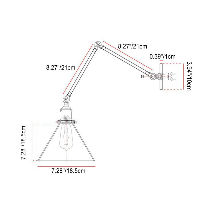 Lámpara Aplique de Pared Vintage Industrial de Hierro Forjado Ajustable de 1 Luz 