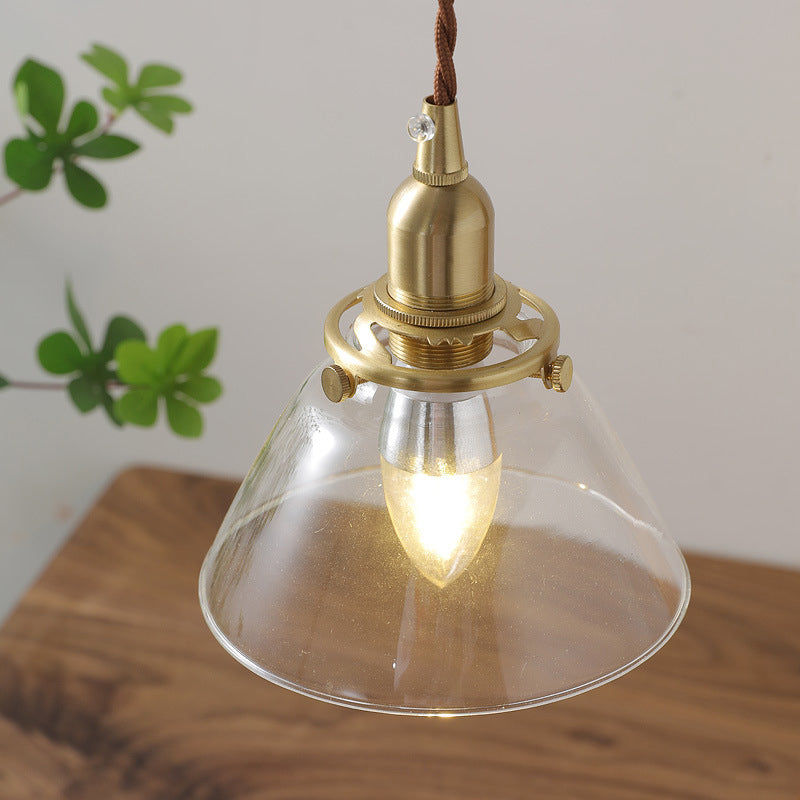 Traditionelle japanische runde Tischlampe aus Holz und Glas mit 1 Licht für Wohnzimmer 