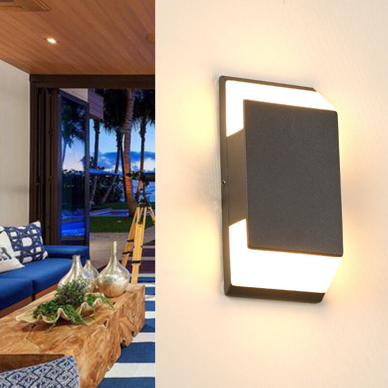 Applique murale moderne étanche à LED rectangulaire en aluminium pour extérieur et intérieur 