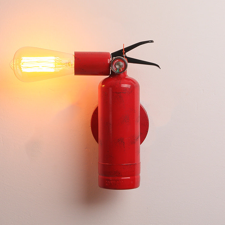 Contemporary Creative Fire Extinguisher Iron 1-Light Wall Sconce Lamp For Living Room