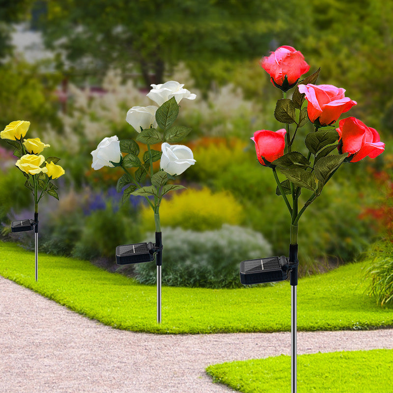 Lumière de paysage LED en acier inoxydable ABS rose étanche solaire créative contemporaine pour jardin 