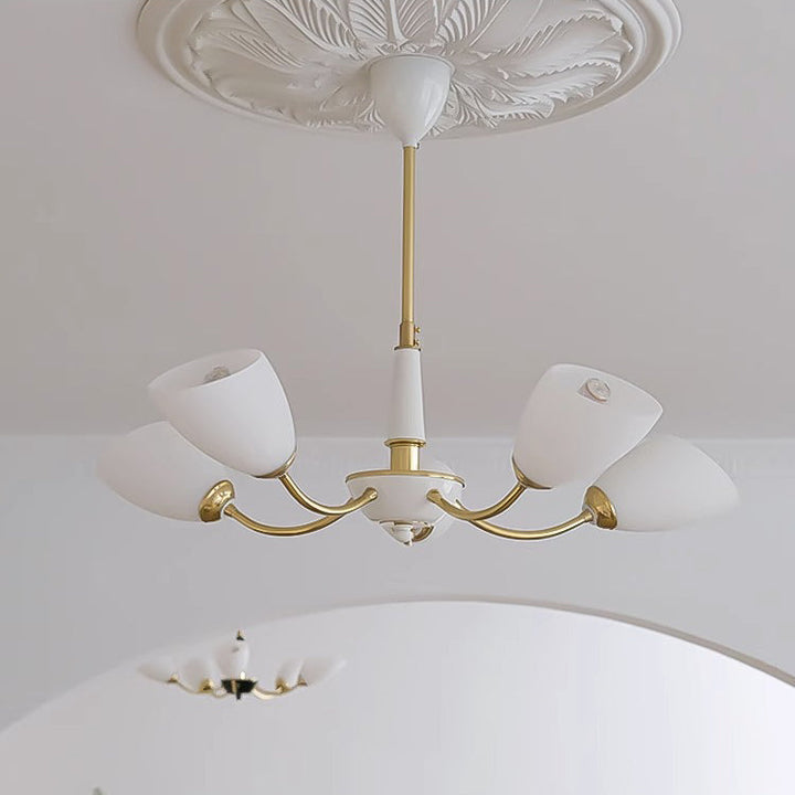 Zeitgenössische Vintage Creme Zweig Blume Messing Glas 3/5/8 Licht Kronleuchter Für Wohnzimmer 