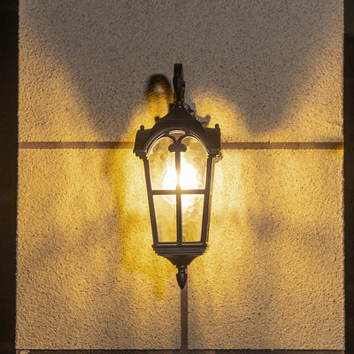 Forme de fenêtre quadrilatérale européenne traditionnelle en aluminium avec verre, applique murale à 1 lumière pour patio extérieur 