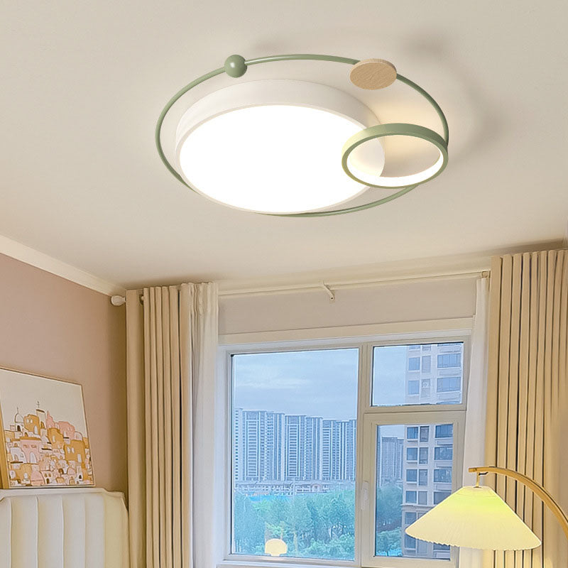 Contemporary Creative Iron Acrylic Round LED Flush Mount Ceiling Light For Bedroom