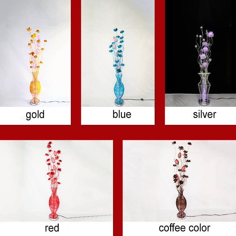 Contemporary Creative Vase Flower Design Aluminum LED Standing Floor Lamp for Living Room