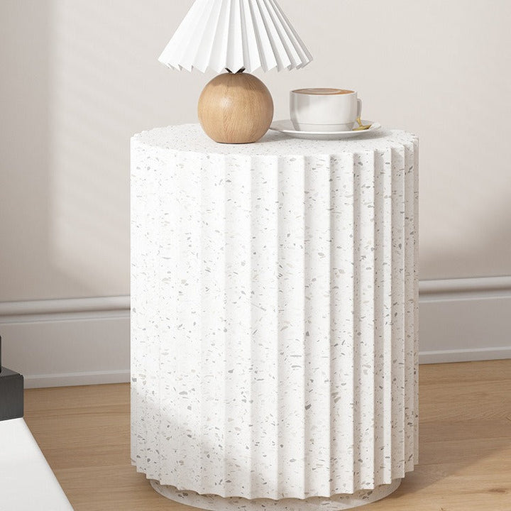 Moderner minimalistischer Couchtisch aus Magnesiumoxidplatte mit zylinderförmigem Wellendesign, 1 Ebene, für das Wohnzimmer 