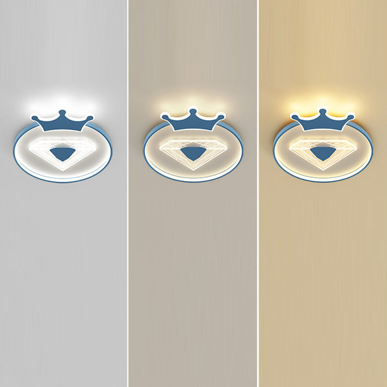 Moderne Art Deco Crown Diamant Runde Acryl Eisen LED Unterputz Deckenleuchte Für Schlafzimmer 