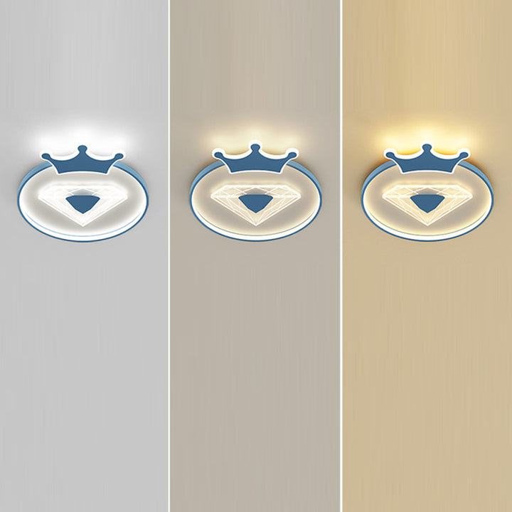 Moderne Art Deco Crown Diamant Runde Acryl Eisen LED Unterputz Deckenleuchte Für Schlafzimmer 