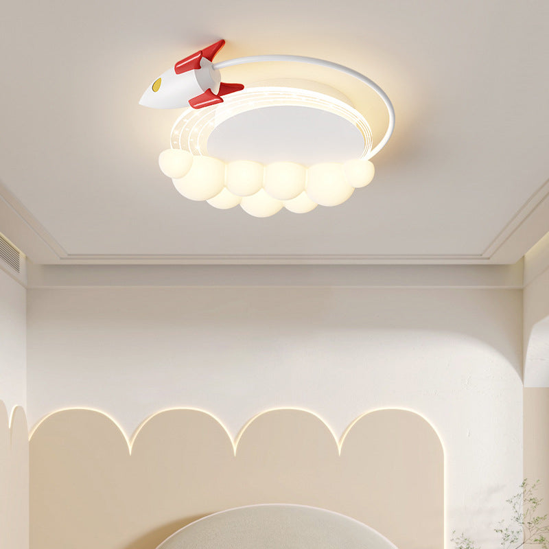 Moderne Art Deco Kinder Eisen PE Rakete Wolke Runde LED Unterputz Deckenleuchte Für Schlafzimmer 